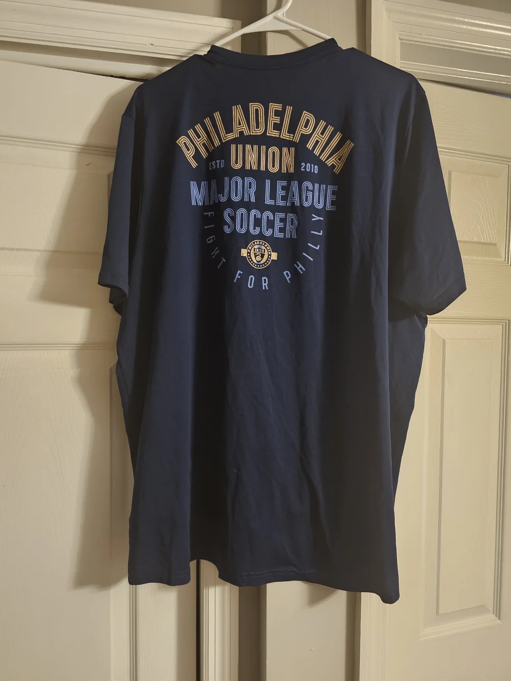adidas Navy Short Sleeve Philqdelphia UNION Logo Crew Tee with Gold Accents